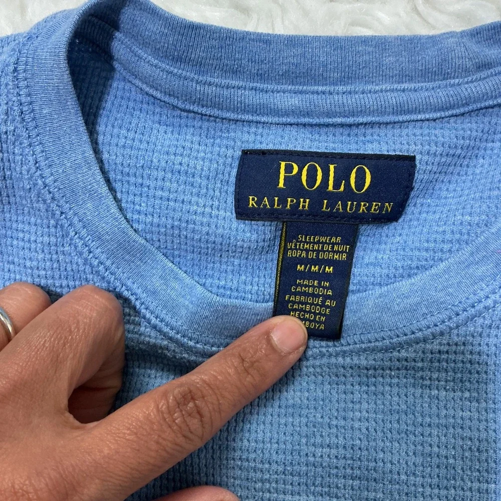 Polo Ralph Lauren Sleepwear Blue Skiing Polo Bear Waffle Knit Thermal Top Size M